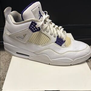 Metallic Jordan 4 purple size 14 **Extremely hard to find and rare size**